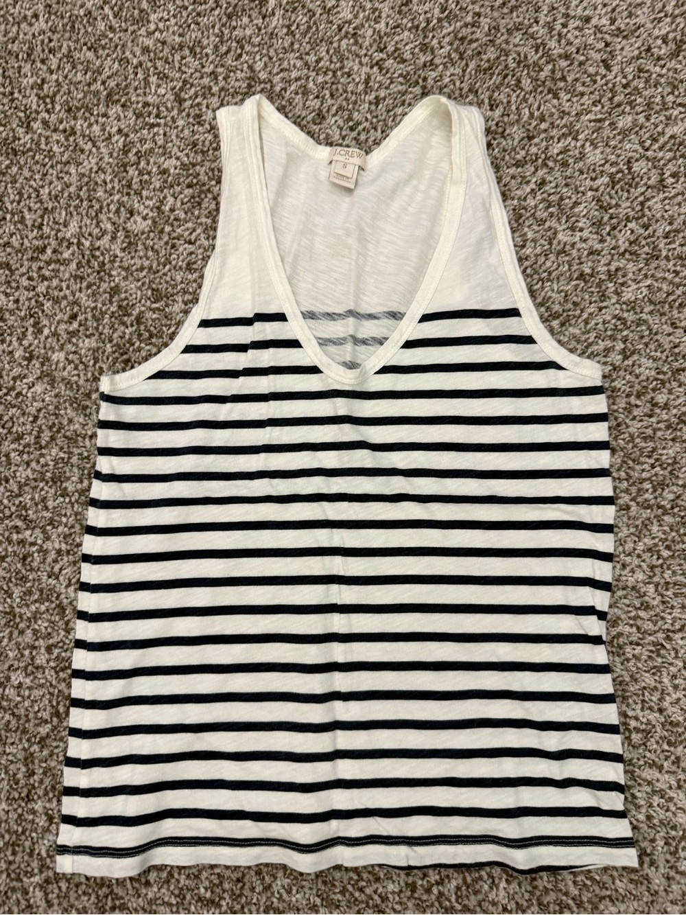 J. Crew White with Black Horizontal Stripe V-Neck Tank
